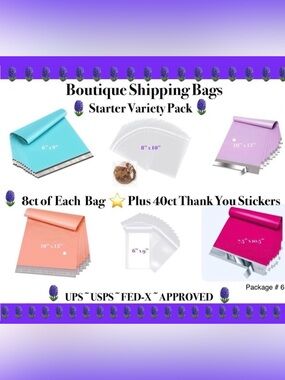 Boutique Shipping Bags⭐️Starter Variety Package W/Stickers 🪻🆕🪻